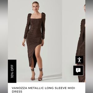 Vanozza Metallic Long Sleeve Midi Dress - worn once!